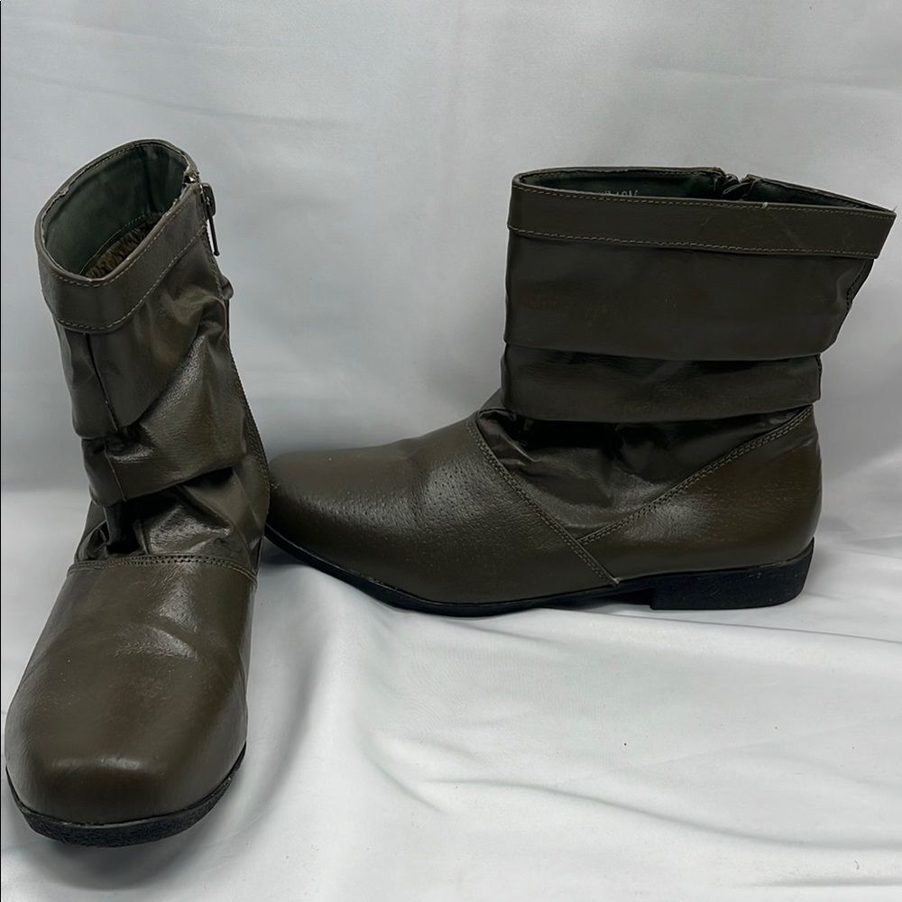 Vintage Military Green Lined Beacon Zip Up Boots